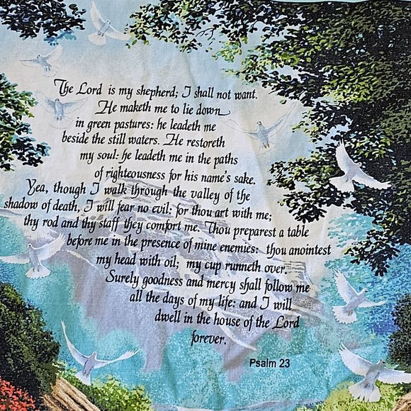 Spring Industries Psalm Wall Hanging Fabric Panel #9757 Horse Doves 42" x 32" - Picture 5 of 8